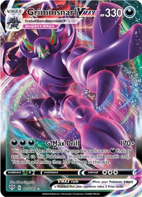 sword and shield darkness ablaze rare cards Grimmsnarl V - 114/189 The Rainbow Rare Cards Of