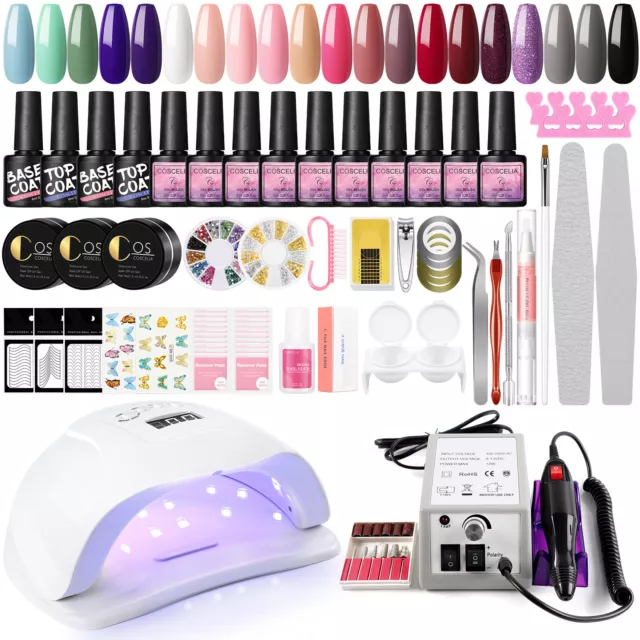 Gel Nägel Starterset mit 80W UV Lampe UV Nagellack Poly Gel Nagelset Nagelfräser