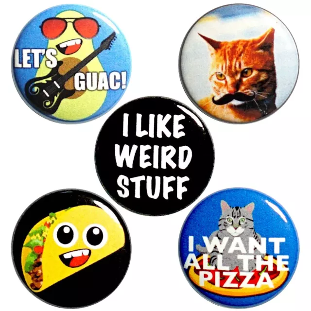 Tacos Pizza Cats Fridge Magnets Funny Weird Cute Gift Set 5 Pack 1" MP53-2