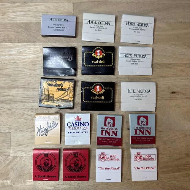 Lot of 17 Vintage Canada Matchbooks Ontario Toronto Mississauga Vancouver Platzl