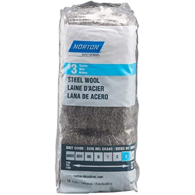 Norton 68118 #3 Coarse Grit Steel Wool 12 Count