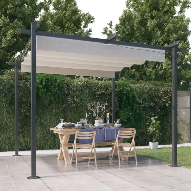 Pavillon mit Ausziehbarem Dach 3x3 m Creme R0X0