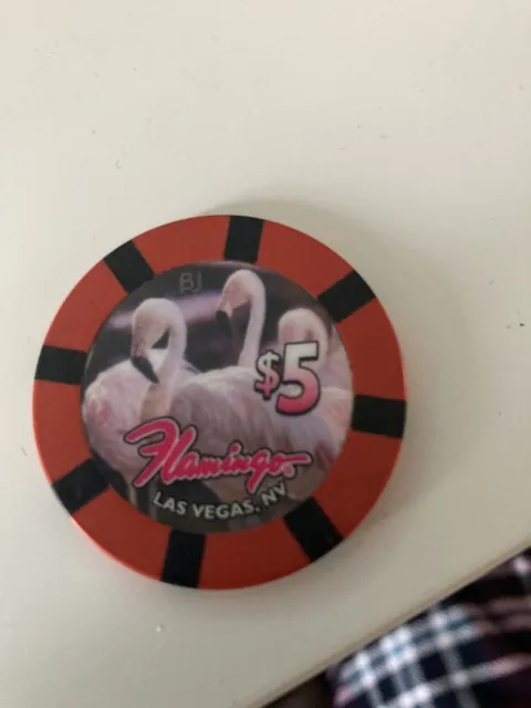 CLASSIC $5  Flamingo CASINO CHIP LAS VEGAS NEVADA GAMBLING POKER CHIP