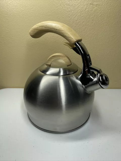 Masterclass Premium Collection Stainless Steel Whistling Tea Kettle Pot 2.5  Qt.