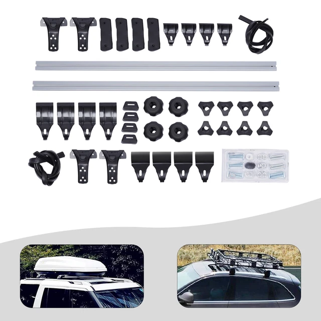 UNIVERSAL TOP ROOF Rack Cross Bars Rails w/ 3 Kinds Clamp Adjustable