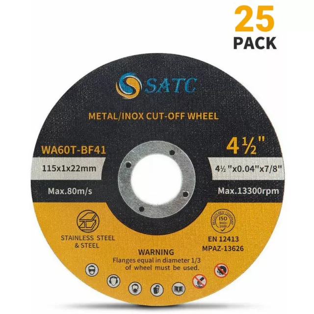 25 Pack 4-1/2 in Reinforced Cut Off Wheels Angle Grinder Metal Cutting Disc 4.5