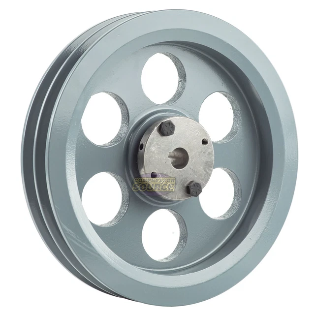 Cast Iron 8.75" Dual Groove Belt B Section 5L Pulley w/ 5/8" Sheave Bushing
