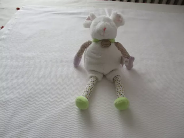 Doudou pantin souris Doudou et Compagnie les  Choupidoux blanc vert  peluche