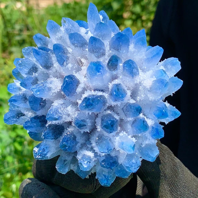 1.32LB  New Find sky blue Phantom Quartz Crystal Cluster Mineral Specimen Healin
