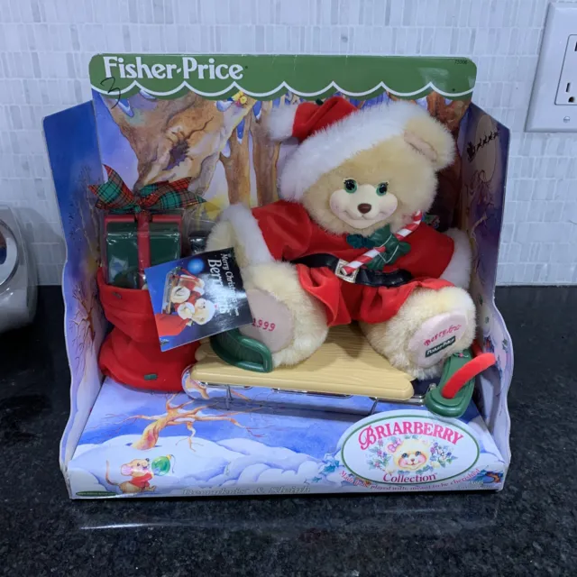 Vintage 1999 Fisher Price Briarberry Collection Bear - Berrykris & Sleigh - New
