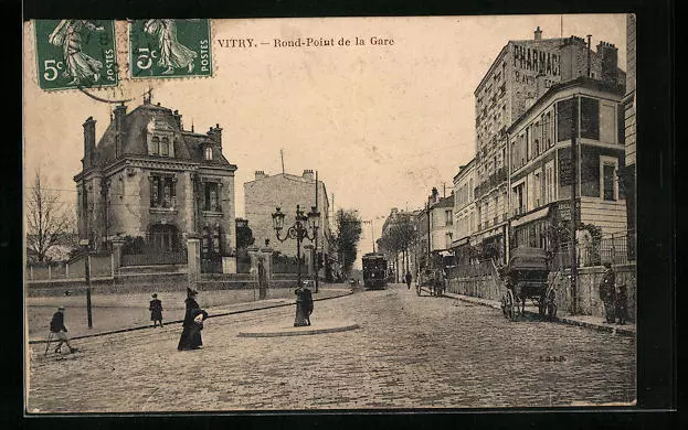 CPA Vitry-sur-Seine, Rond-Point de la Gare