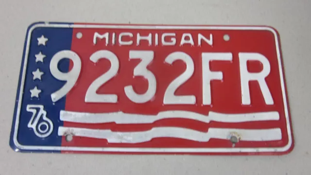 MICHIGAN 1976 licence/number plate US/United States/USA/American 9232 FR