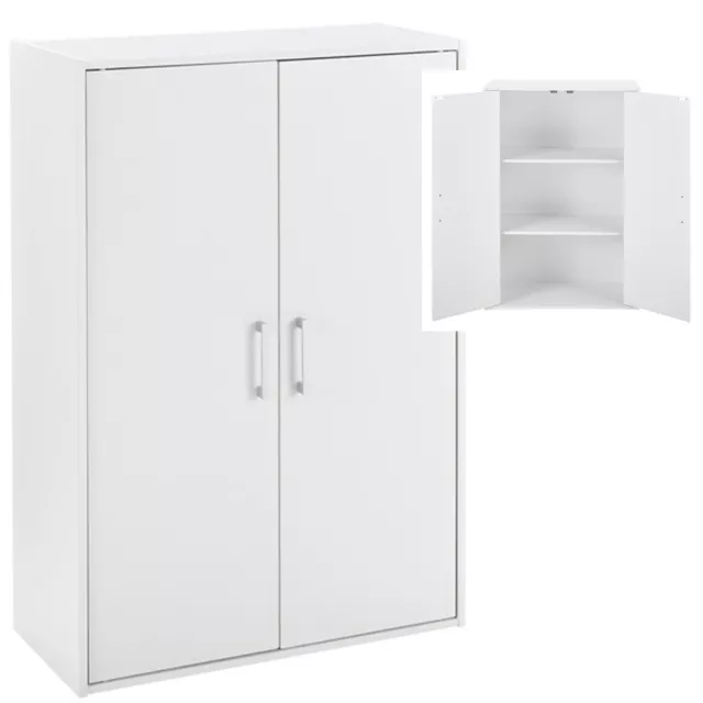 New White 2 Door Kitchen Display Laundry Shoe Storage Cabinet Cupboard Rack