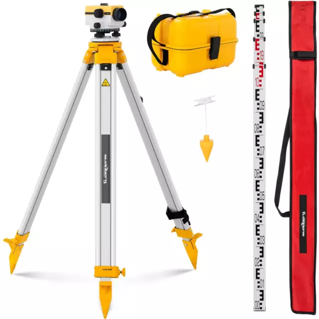 Automatic Level Dumpy Level Surveyor's Level + Tripod Level Staff 24x/36mm