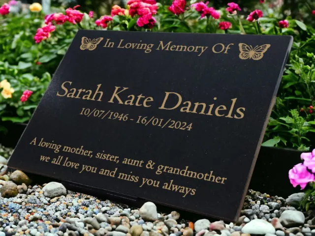 Personalised Engraved Granite Memorial, Grave Marker, Crem, 29x21cm, Butterfly