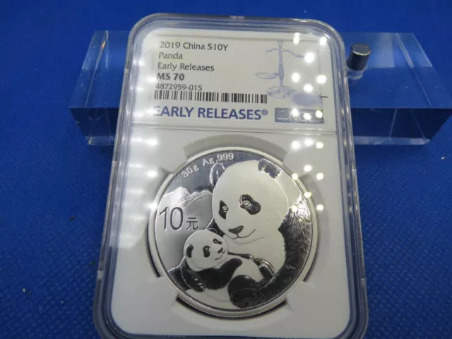 2019 China S10Y Panda NGC MS70 Early Releases 1 oz .999 Silver 10 Yuan Coin