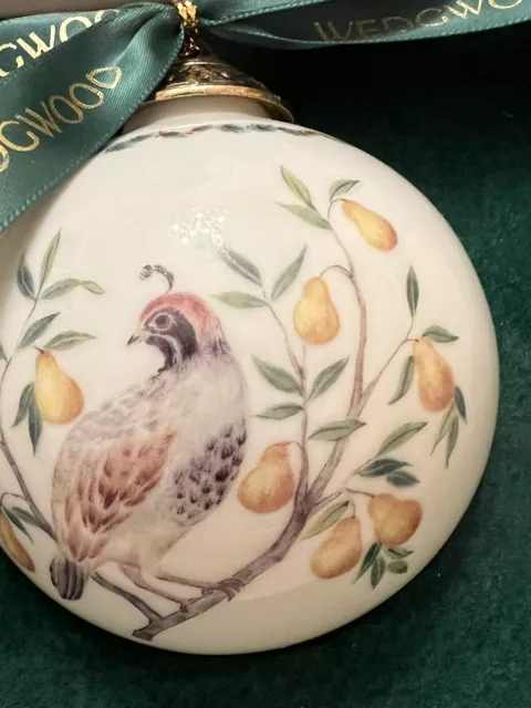 Wedgwood TWELVE DAYS OF CHRISTMAS Partridge Pear Tree Ball Ornament 3