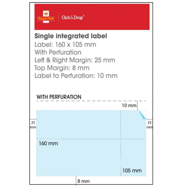 Royal Mail Click and Drop Labels- A4 Integrated Labels Style UP Ref:- S19