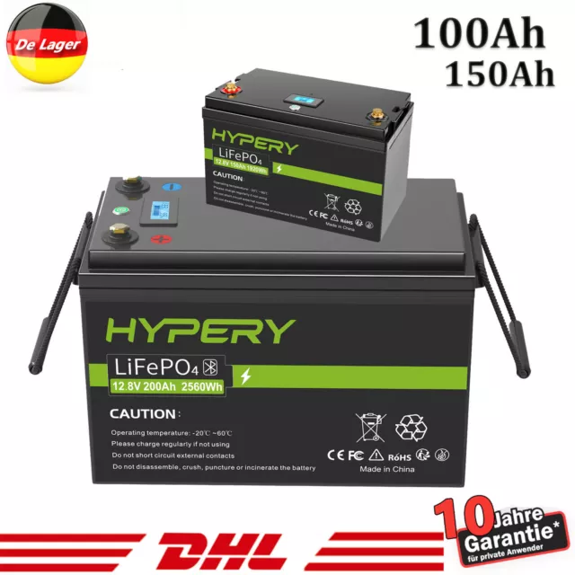 12V LiFePO4 150Ah 200Ah Akku 8000+Zyklen Lithium Batterie BMS Wohnmobil RV Solar