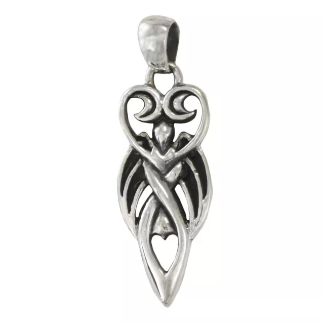 Sterling Silver Winged Lunar Goddess Pendant Wiccan Wicca Pagan Jewelry