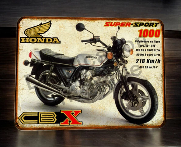 Placa Metálica Vintage Honda 900 Bol D'Or. Decoración Retro Para Tu Garaje O Taller. Hecha En Francia
