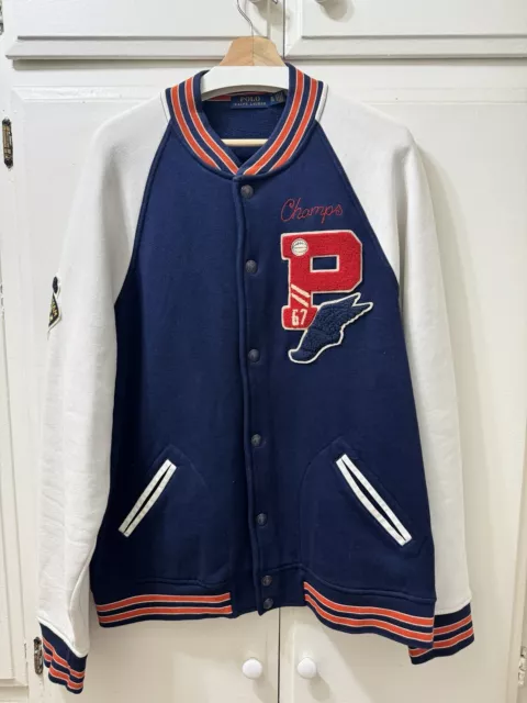 Polo Ralph Lauren Patch P Wing Baseball Varsity Letterman Stadium Jacket XL