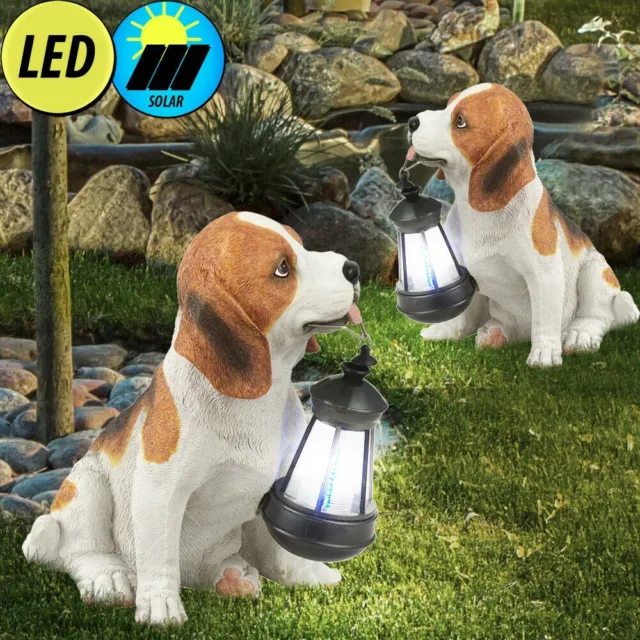 Lampe Solaire Chien LED Jardin Déco Lumière Extérieur Animal Figurine H 26 CM 2x