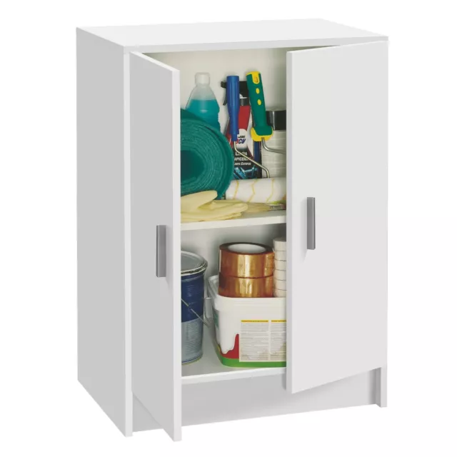 Mueble armario multiusos 2 puertas, armario auxiliar bajo, color Blanco