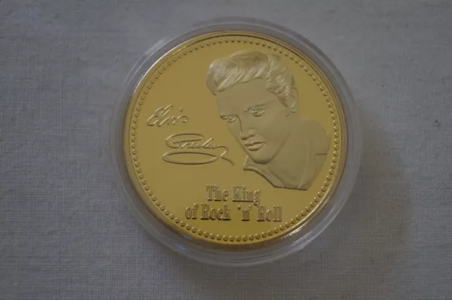 Elvis Presley - The King of Rock 'n' Roll - Gold Plated Souvenir Coin in Case.