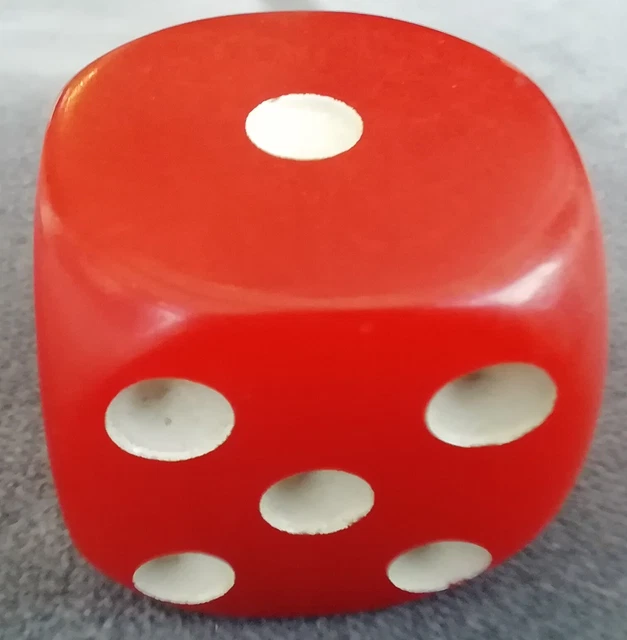 ANCIEN GROS DÉ jeu Bakelite Rouge marbre Marble Red Dice Dado Wurfel ANTIQUE EUR 30,00 - FR