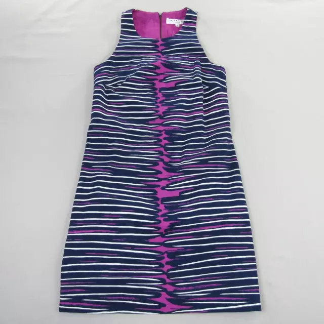 Trina Turk Loma Shift Dress Womens Size 6 Purple Blue Jungle Stripe