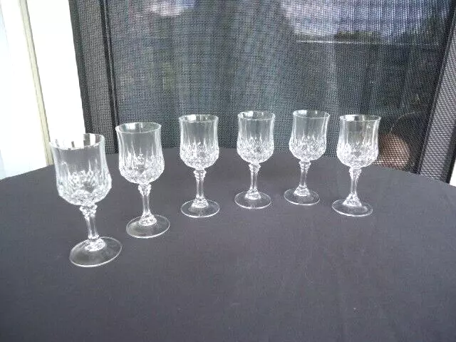 6 cristal d'arques crystal long stem longchamp sherry port glasses liqueur