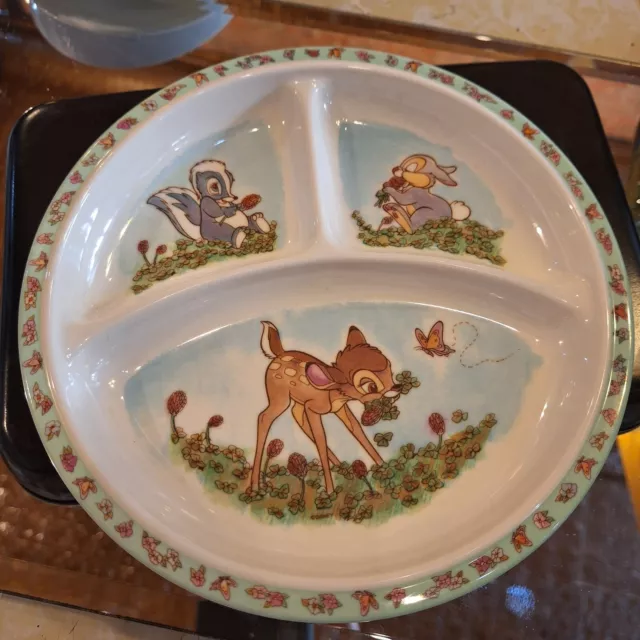 Vintage Disney Bambi Thumper  Flower Divided Childs Plate Selandia Melamine