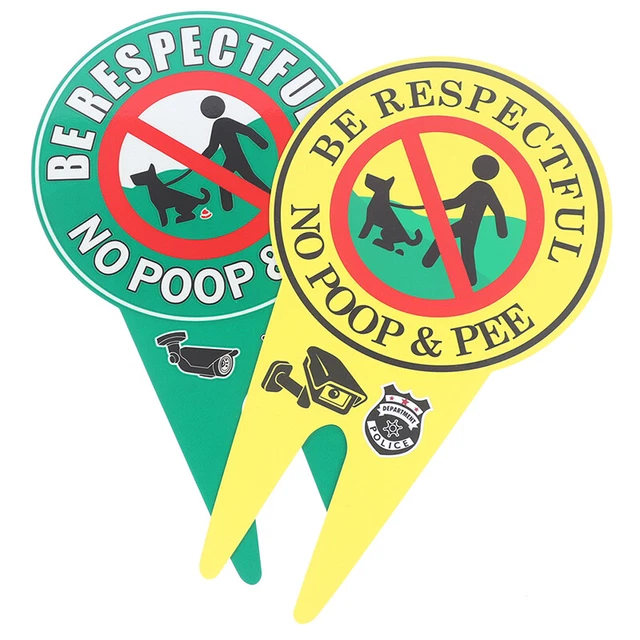 „No Peeing And No Pooping Dog“ Schild, 34,8x20,8 Cm, Doppelseitig Mit Metallpfahl – Hundeverbot Für Den Rasen