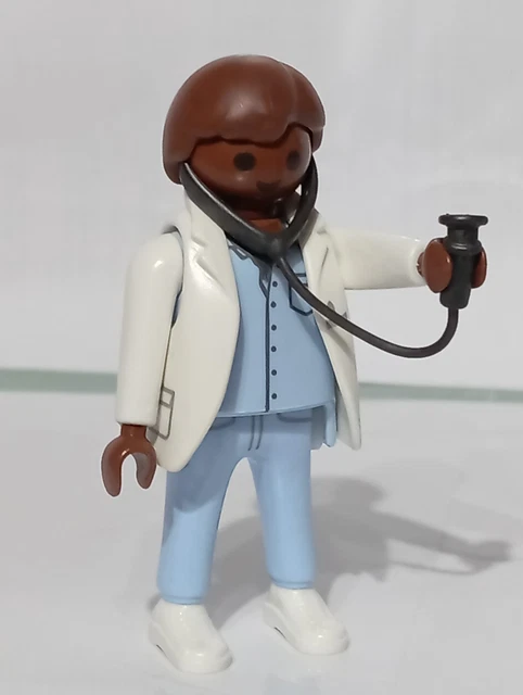 PLAYMOBIL FIGURA DOCTOR Negro Con Fonendoscopio Medico Hospital
