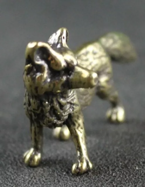 Solid Brass Fox Vintage Wolf Dog Antique Victorian Old Golden Lustre Wild Animal 2