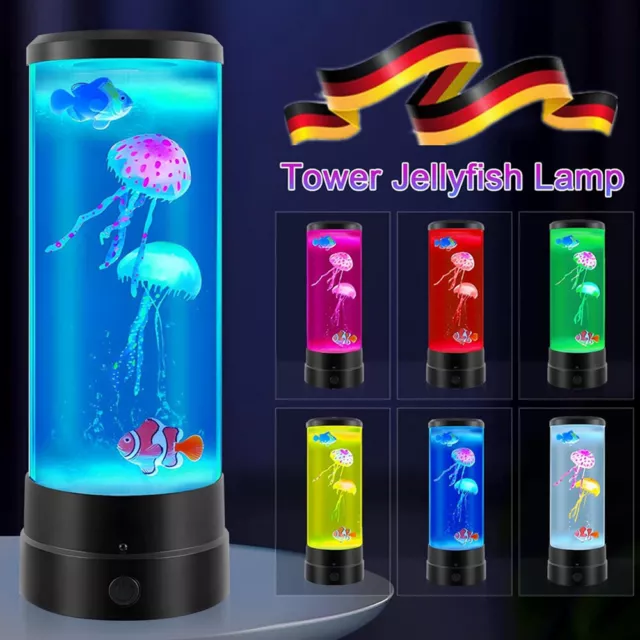 Lavalampe Quallenlampe LED Tischlampe Quallen Aquarium Nachtlicht Farbwechsel