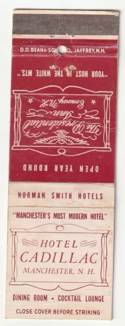 Matchbook Cover - Hotel Cadillac - Manchester New Hampshire - Restaurant - Bar