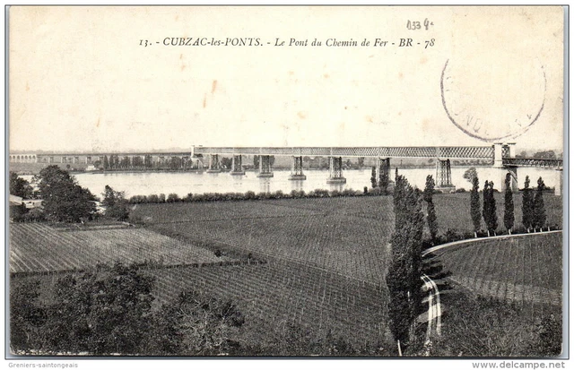 33 CUBZAC LES PONTS - vue sur le pont du chemin de fer