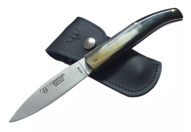 Navaja CUDEMAN 418-AF Hoja 9,5 cm Acero ACX-380 Asta  de Toro y Funda de Cuero