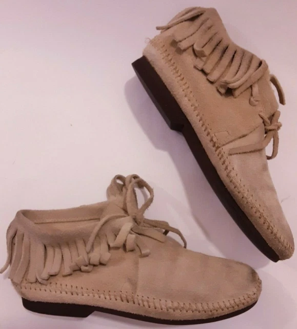 Taos Moccasins Ankle Boots Vintage Size 5 Ladies women suede fringe shoes