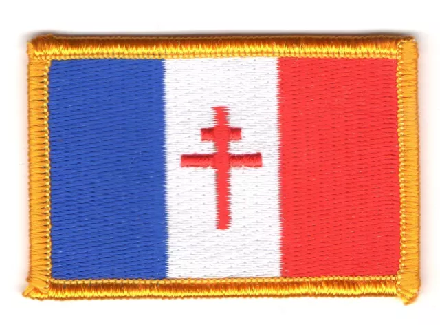 France Free Cross Of Lorraine Flag Patch Patches Badge Iron On New Embroidered