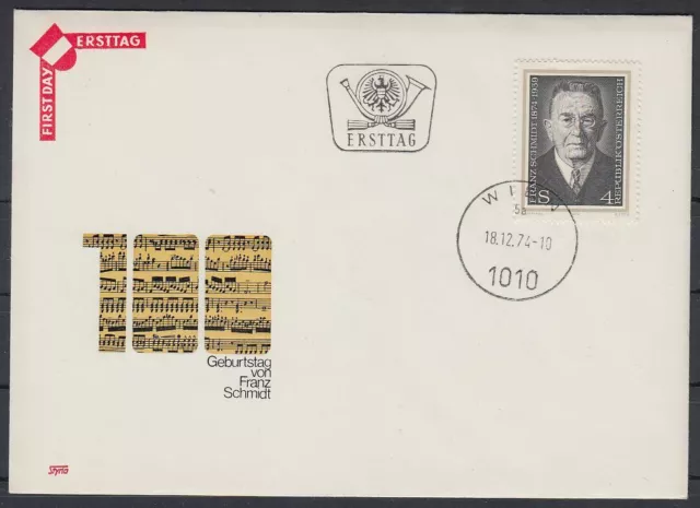 Österreich Austria 1974 FDC Mi.1473 Geburtstag Franz Schmidt Komponist [af687]