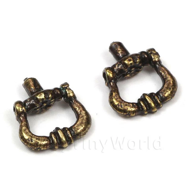 2x Maison de Poupées Miniature Laiton Antique Chute Poignée