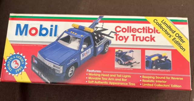 1995 Mobil Collectible Toy Tow Truck Blue Chevy Collectors Series