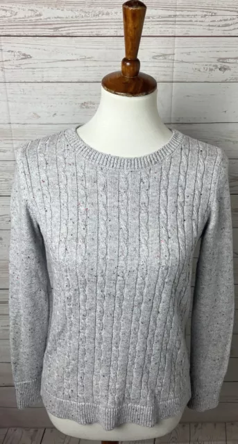 Talbots Women's Small Petite Long Sleeve Gray Pullover Crewneck Knit Sweater