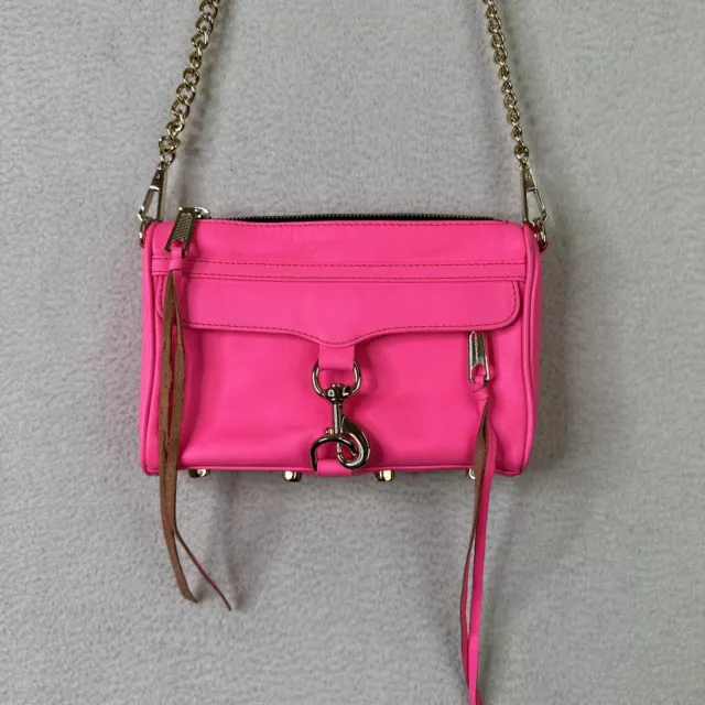 Rebecca Minkoff Mini Mac Crossbody Purse Pink Barbie Shoulder Bag Cross body