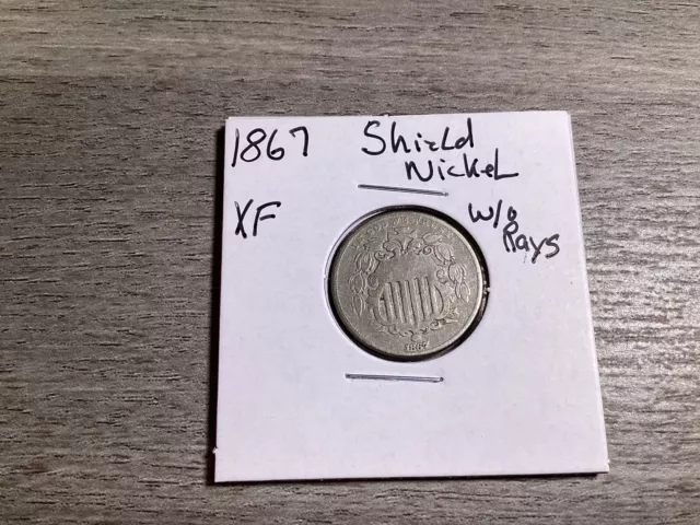 1867 Shield Nickel-No Rays-XF Condition-011024-0040