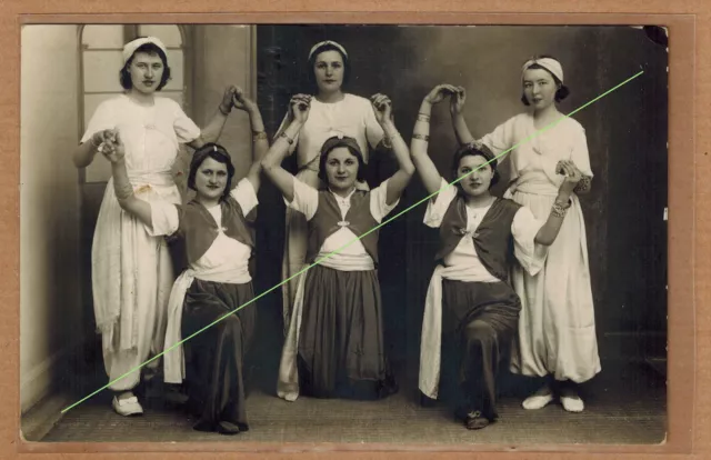 Carte Photo vintage card RPPC danseuses juives Judaica habits types kh0134