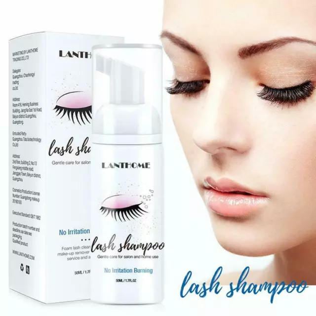 50ml Eyelash Extensions Brush Shampoo Kit Eye Lash Cleaning Makeup Foam 4E X1C